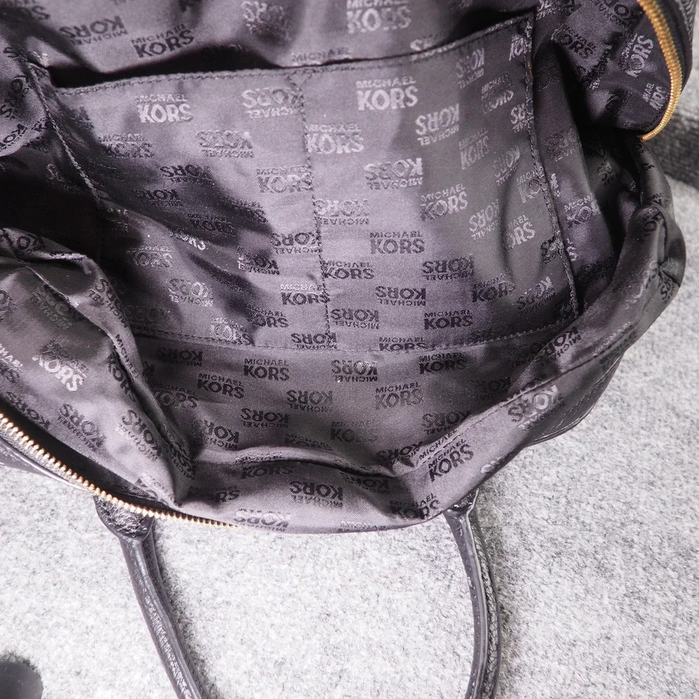 Michael Kors Large Dome Satchel Bag Black Pebbled Leather Gold 38H5CMKS3L